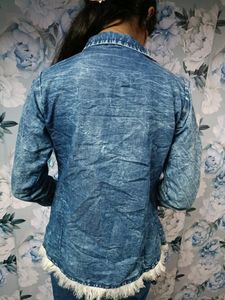 Denim Jacket With Lace