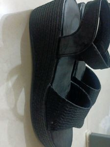 Black Wedge Sandals