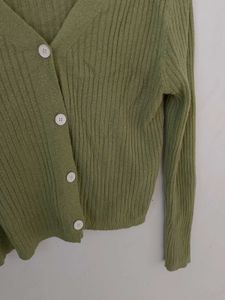 Korean Green Ribbed Top.