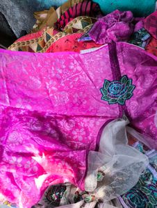 Pink ready to wear saree with blouse