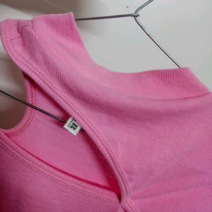 Pink Cutout Long Sleeve Top