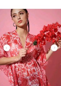 Red Floral Print Kimono Top