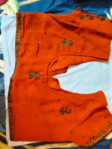 Orange Embellished Saree
