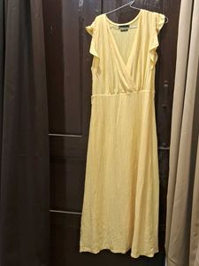 Yellow Ruffled Midi Dress