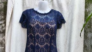 I. Navy Lace Mini Dress