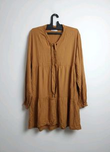 Brown Tie Neck Dress