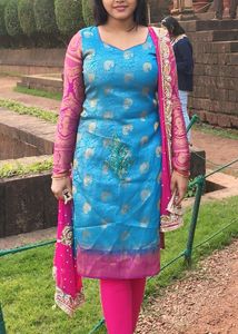 Blue &amp; Pink banarashi Salwar Suit