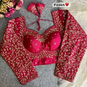 Hot Pink Embroidered Sari Blouse
