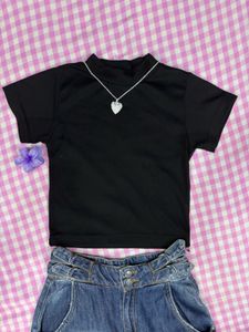 Shein black crop tee