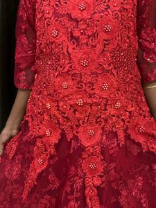 Red Embellished Ethnic Gown