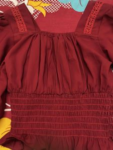 Burgundy Smocked Peplum Top