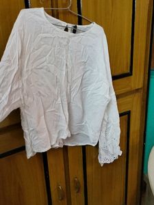 White Crop Top With Full Hand Sleeves