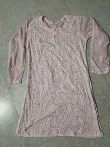 Pink Embroidered Lakhnavi Kurta