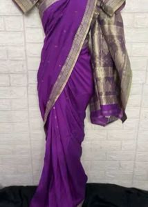 Purple Silk Saree💜 With Readymade Blouse