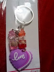 Heart Keychains With Unique Bottle Charms