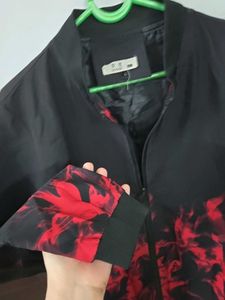 Black &amp; Red Graphic Bomber Jacket size M