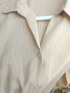 Womens Elegant Beige Button-Down Shirt
