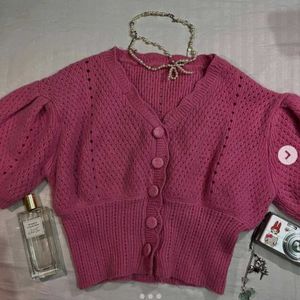 Pink Knit Cardigan