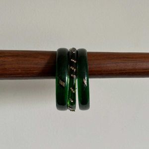 Emerald Glass Bangle Set