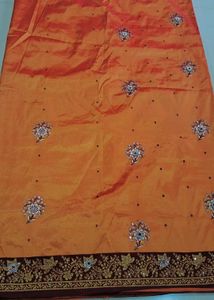 Elegant Orange and maroon  Embroidered Saree