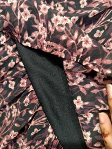 Tiered Floral Print Black Boho Skirt