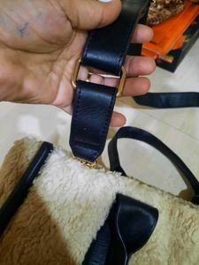 Fleece &amp; Leather Tote Bag