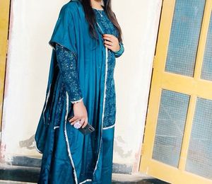 Teal Embellished Sarara Kameez