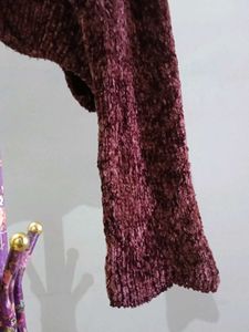 Burgundy Cropped Knit Sweater