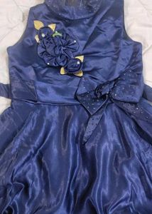 Navy Blue Satin Party Dress