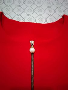 Red Front Zip Top