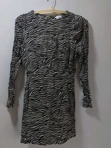 Zebra Print Backless Mini Dress