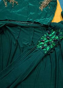 Emerald Green Embellished Ready to Wear Saree