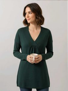 Green V-Neck Knit Dress