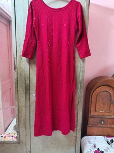 Beautiful Chicken Kari Sequence Work Kurti