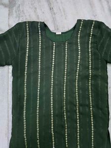 Olive Green Embellished Kurti