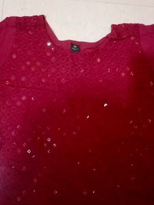 Maroon Sequence Kurti