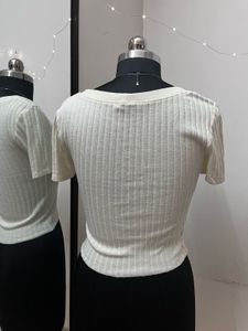Zara White Scoop Neck Top