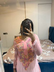 pink chikankari kurta