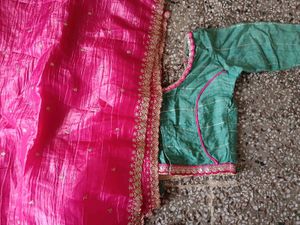 Elegant Teal &amp; Pink Indian Lehenga Set