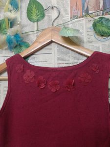 Burgundy Floral Applique Tank