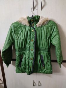 Kids Green Jacket With Fur Lining