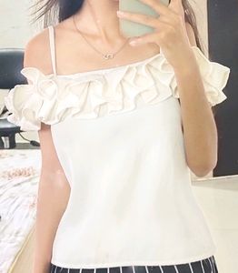 Cute Off Shoulder Frill Top