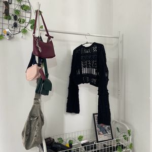 Black Crochet Cardigan