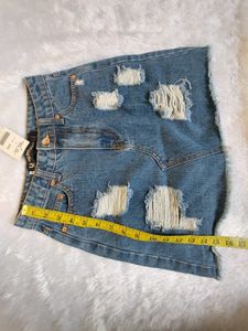 Distressed Denim Mini Skirt