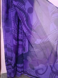 Purple Georgette Poonam Saree With Glitter Work