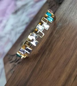 Anti Tarnish square Bangle gem Bracelet