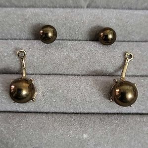 Golden Ball Pearl Earrings