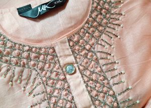 New Pink Embroidered &amp; Bead Work Kurta Set🌸