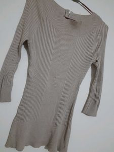 Ribbed Zipper Mini Dress