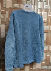 Blue Henley Long Sleeve Sweater